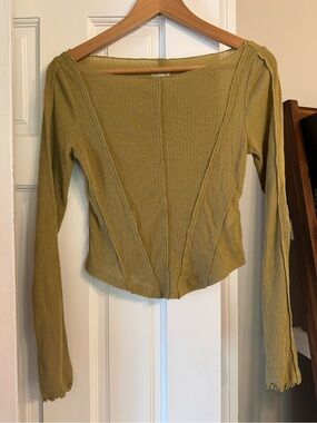 Anthropologie Long Sleeve Ribbed Top in Mustard.